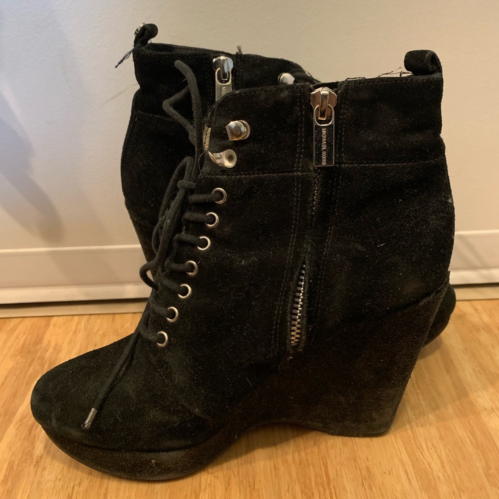 Michael Kors Black Suede Winter Wedge Booties